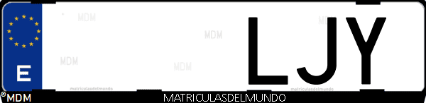 Imágen de matrícula de coche con letras LJY de España