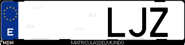 Imágen de matrícula de coche con letras LJZ de España