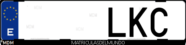 Imágen de matrícula de coche con letras LKC de España