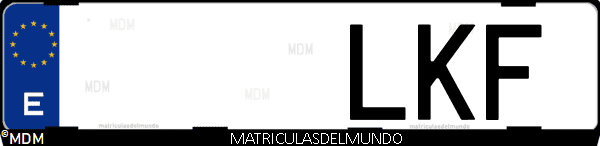 Imágen de matrícula de coche con letras LKF de España