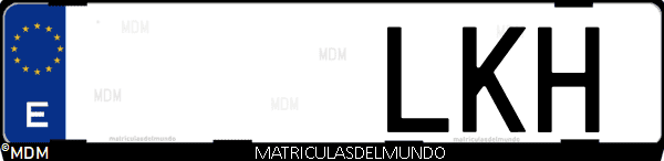Imágen de matrícula de coche con letras LKH de España