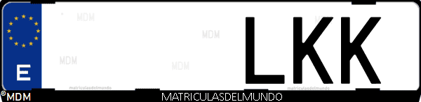 Imágen de matrícula de coche con letras LKK de España