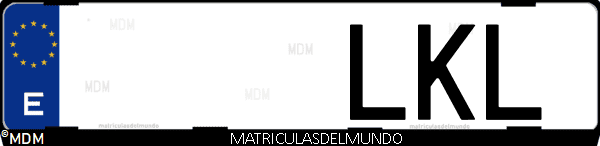 Imágen de matrícula de coche con letras LKL de España