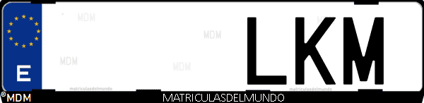 Imágen de matrícula de coche con letras LKM de España