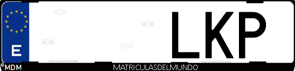 Imágen de matrícula de coche con letras LKP de España
