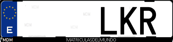 Imágen de matrícula de coche con letras LKR de España