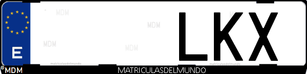 Imágen de matrícula de coche con letras LKX de España