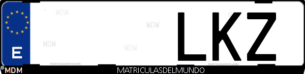 Imágen de matrícula de coche con letras LKZ de España