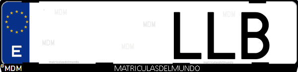Imágen de matrícula de coche con letras LLB de España