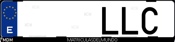 Imágen de matrícula de coche con letras LLC de España