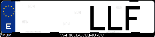 Imágen de matrícula de coche con letras LLF de España