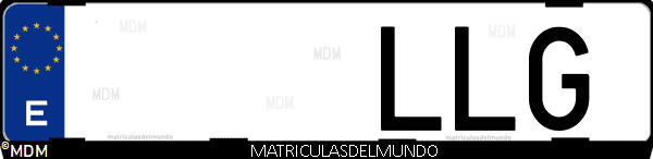 Imágen de matrícula de coche con letras LLG de España