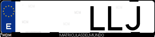Imágen de matrícula de coche con letras LLJ de España