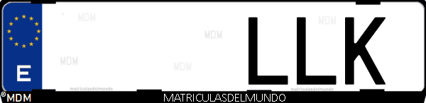 Imágen de matrícula de coche con letras LLK de España