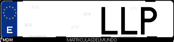 Imágen de matrícula de coche con letras LLP de España