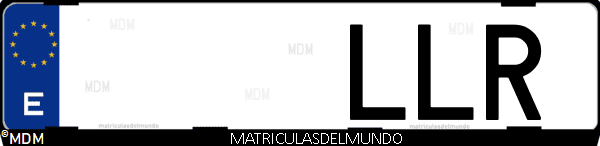Imágen de matrícula de coche con letras LLR de España