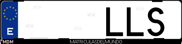 Imágen de matrícula de coche con letras LLS de España