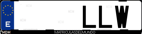 Imágen de matrícula de coche con letras LLW de España