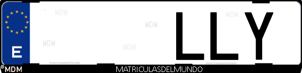 Imágen de matrícula de coche con letras LLY de España