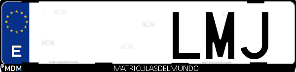 Imágen de matrícula de coche con letras LMJ de España