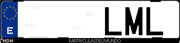 Imágen de matrícula de coche con letras LML de España