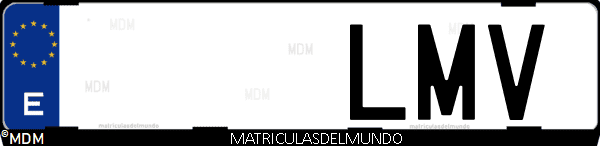 Imágen de matrícula de coche con letras LMV de España