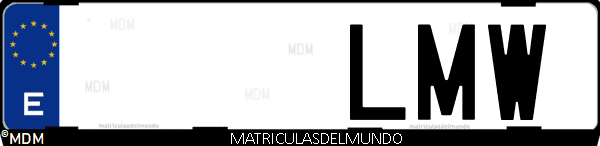 Imágen de matrícula de coche con letras LMW de España
