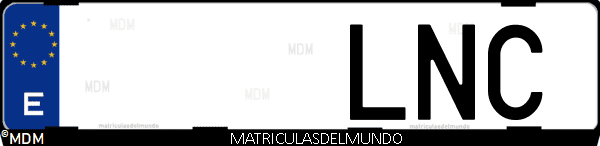 Imágen de matrícula de coche con letras LNC de España