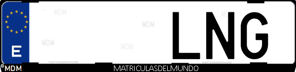 Imágen de matrícula de coche con letras LNG de España
