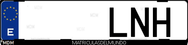Imágen de matrícula de coche con letras LNH de España
