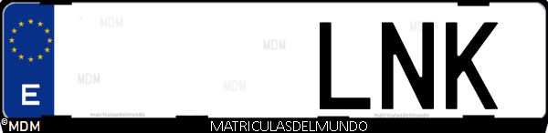 Imágen de matrícula de coche con letras LNK de España