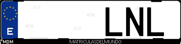 Imágen de matrícula de coche con letras LNL de España