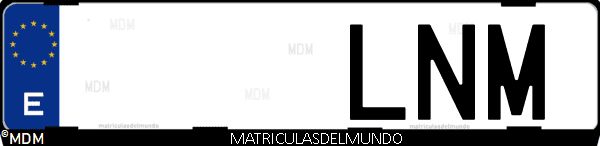 Imágen de matrícula de coche con letras LNM de España