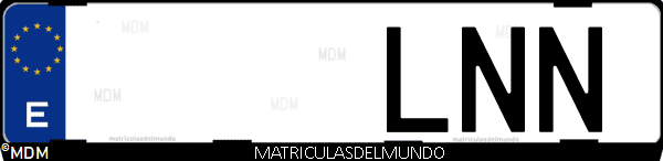 Imágen de matrícula de coche con letras LNN de España