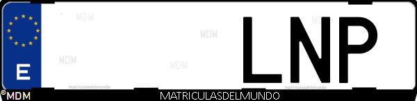 Imágen de matrícula de coche con letras LNP de España