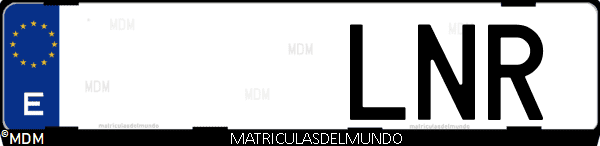 Imágen de matrícula de coche con letras LNR de España