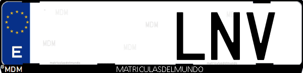 Imágen de matrícula de coche con letras LNV de España