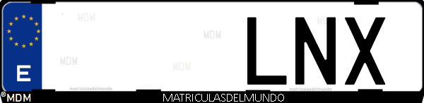 Imágen de matrícula de coche con letras LNX de España