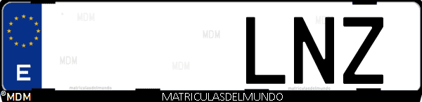 Imágen de matrícula de coche con letras LNZ de España