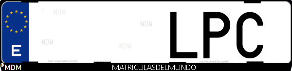 Imágen de matrícula de coche con letras LPC de España