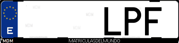 Imágen de matrícula de coche con letras LPF de España