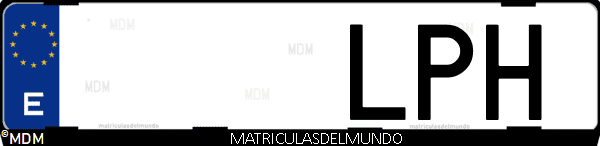 Imágen de matrícula de coche con letras LPH de España