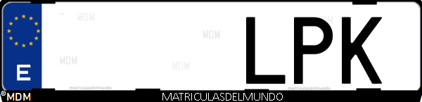 Imágen de matrícula de coche con letras LPK de España