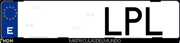 Imágen de matrícula de coche con letras LPL de España