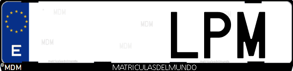 Imágen de matrícula de coche con letras LPM de España