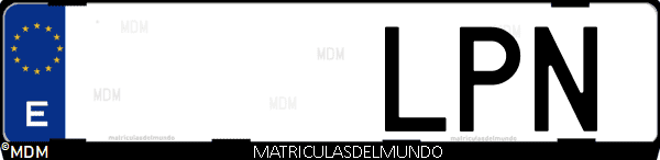 Imágen de matrícula de coche con letras LPN de España