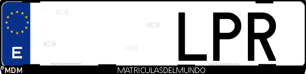 Imágen de matrícula de coche con letras LPR de España