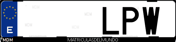 Imágen de matrícula de coche con letras LPW de España