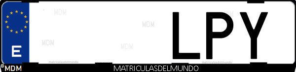 Imágen de matrícula de coche con letras LPY de España
