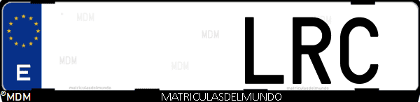 Imágen de matrícula de coche con letras LRC de España